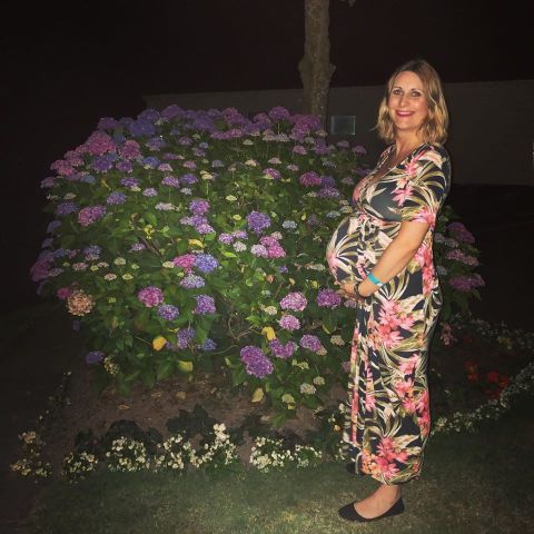 pregnant in flower dress